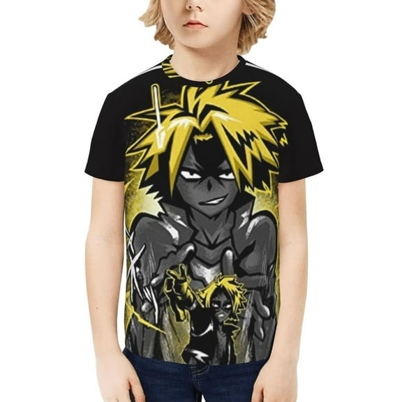 My Hero Academia Denki Kaminari Kids T-Shirt 3d Printed Graphic T-Shirts Boys And Girls Short Sleeve Shirts For Youth Kids X-Small