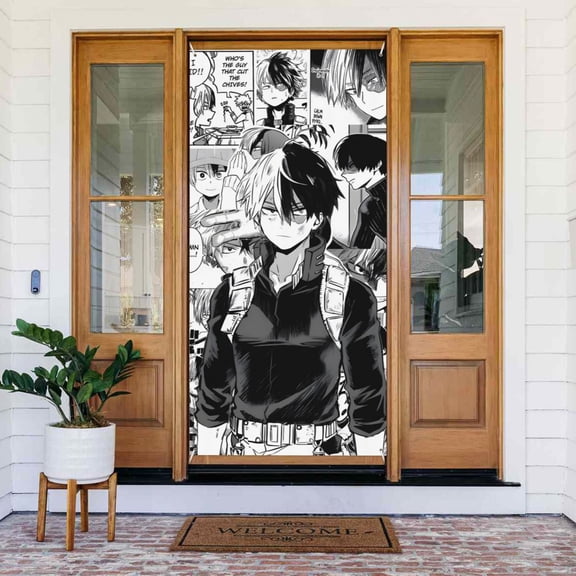 My Hero Academia Door Cover Decorated Banner Background Decorative Tapestry Holiday Party Photography (35.4 X 72.8)