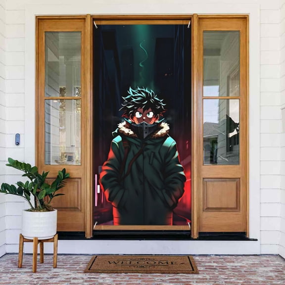 My Hero Academia Door Cover Decorated Banner Background Decorative Tapestry Holiday Party Photography (35.4 X 72.8)