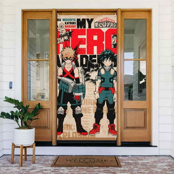 My Hero Academia Door Cover Decorated Banner Background Decorative Tapestry Holiday Party Photography (35.4 X 72.8)