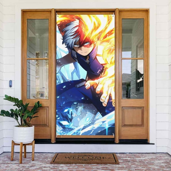 My Hero Academia Door Cover Decorated Banner Background Decorative Tapestry Holiday Party Photography (35.4 X 72.8)