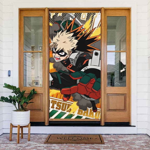 My Hero Academia Door Cover Decorated Banner Background Decorative Tapestry Holiday Party Photography (35.4 X 72.8)