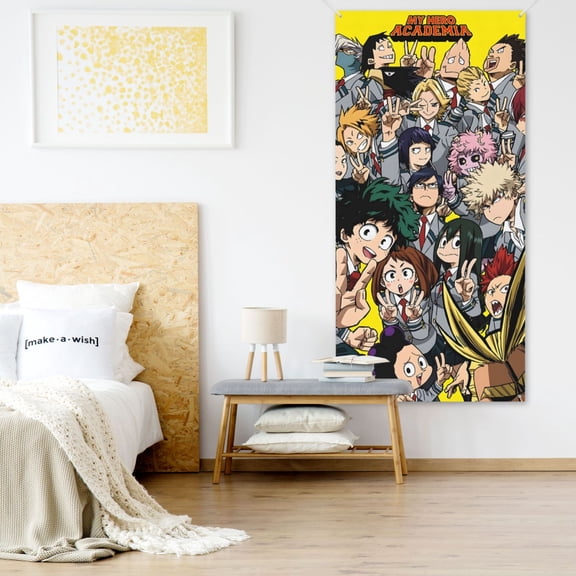 My Hero Academia Door Cover Decorated Banner Background Decorative Tapestry Holiday Party Photography (35.4 X 72.8)