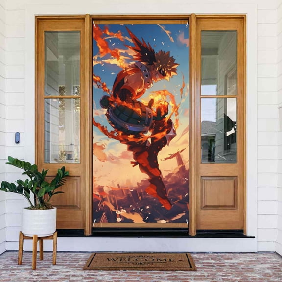My Hero Academia Door Cover Decorated Banner Background Decorative Tapestry Holiday Party Photography (35.4 X 72.8)