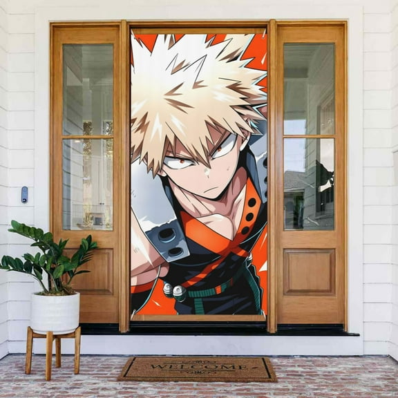 My Hero Academia Door Cover Decorated Banner Background Decorative Tapestry Holiday Party Photography (35.4 X 72.8)