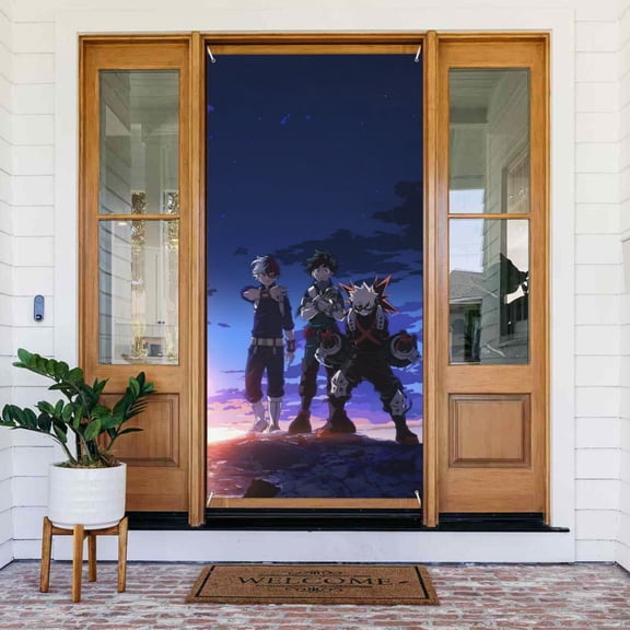 My Hero Academia Door Cover Decorated Banner Background Decorative Tapestry Holiday Party Photography (35.4 X 72.8)