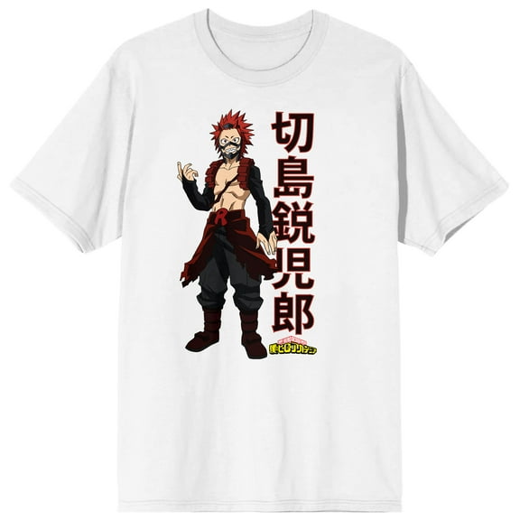 My Hero Academia Eijiri Kirishima Kanji Logo Men's White Short Sleeve Tee-Medium