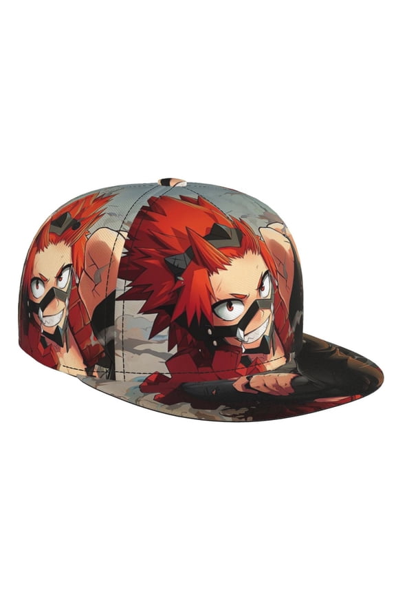 My Hero Academia Eijiro Kirishima Baseball Cap For Men, Women & Kids, Classic Flat Brim Hat Hip Hop Trucker Hat Adjustable Snapback Hat