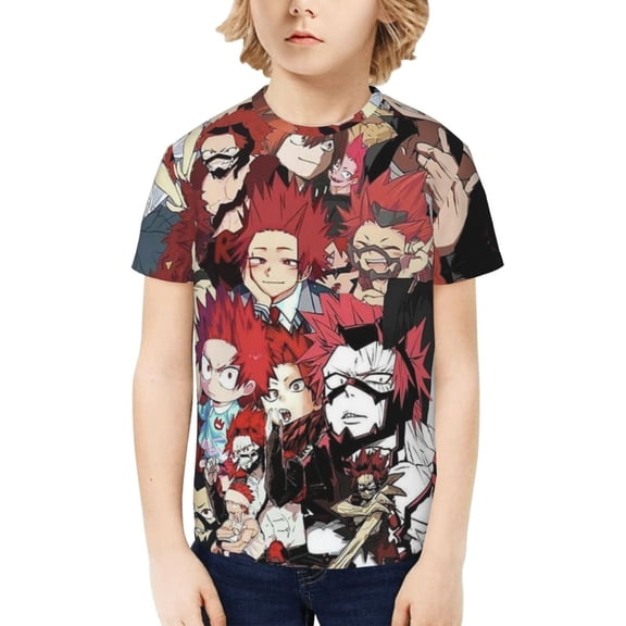 My Hero Academia Eijiro Kirishima Kids T-Shirt 3d Printed Graphic T-Shirts Boys And Girls Short Sleeve Shirts For Youth Kids Large
