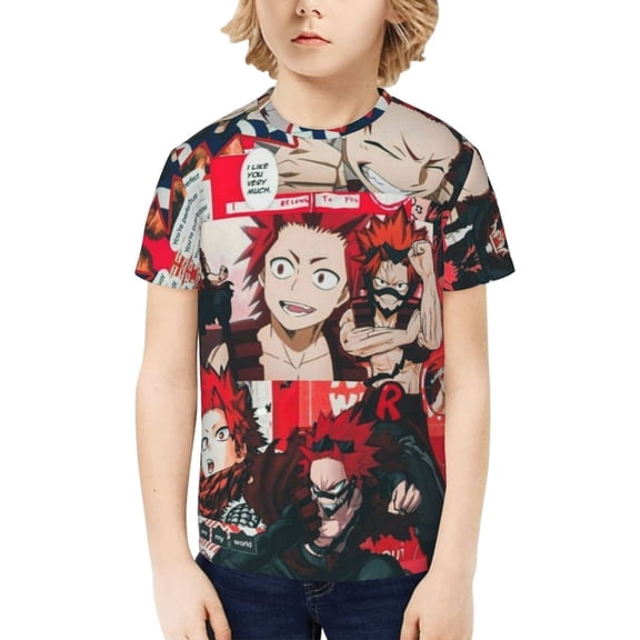 My Hero Academia Eijiro Kirishima Kids T-Shirt 3d Printed Graphic T-Shirts Boys And Girls Short Sleeve Shirts For Youth Kids X-Large