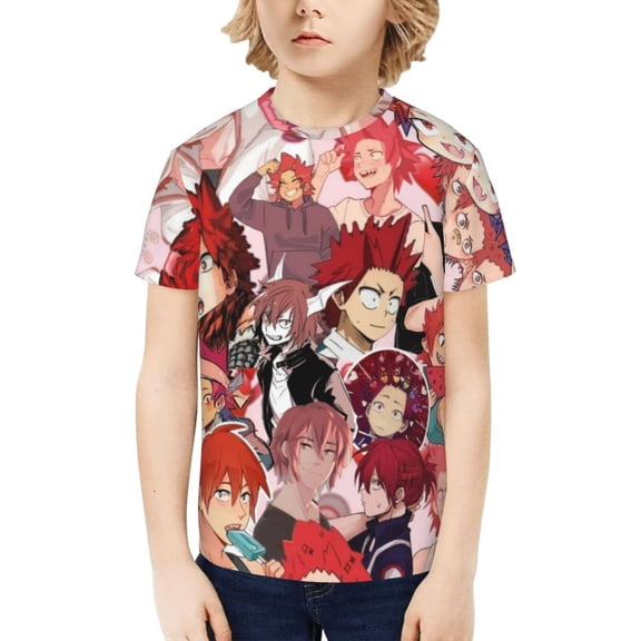 My Hero Academia Eijiro Kirishima Kids T-Shirt 3d Printed Graphic T-Shirts Boys And Girls Short Sleeve Shirts For Youth Kids X-Small