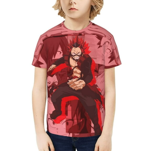 My Hero Academia Eijiro Kirishima Kids T-Shirt 3d Printed Graphic T-Shirts Boys And Girls Short Sleeve Shirts For Youth Kids X-Small