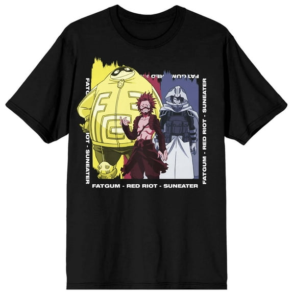 My Hero Academia Fatgum Red Riot & Suneater Men's Black T-shirt-Medium