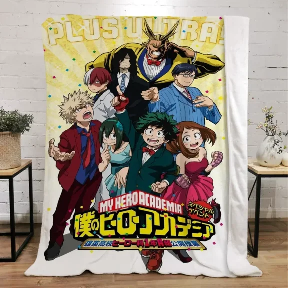 My Hero Academia Flannel Throw Blanket Cartoon Blanket Soft Plush Blankets Room Decorative Blankets for Women Men 40x50 inch
