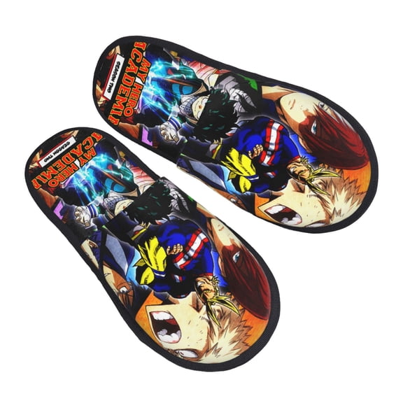 My Hero Academia Furry Slippers For Men Women Fuzzy House Slippers Winter Anti-Slip Indoor And Outdoor Slip On Shoes Medium
