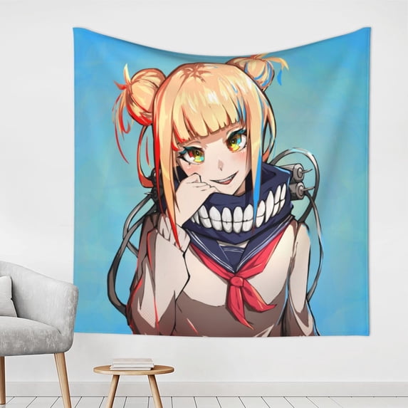 My Hero Academia Girl Himiko Toga Tapestry Luxury Wall Hanging Tapestries Decor For Bedroom Living Room Dormitory Mural Blanket 59x59in