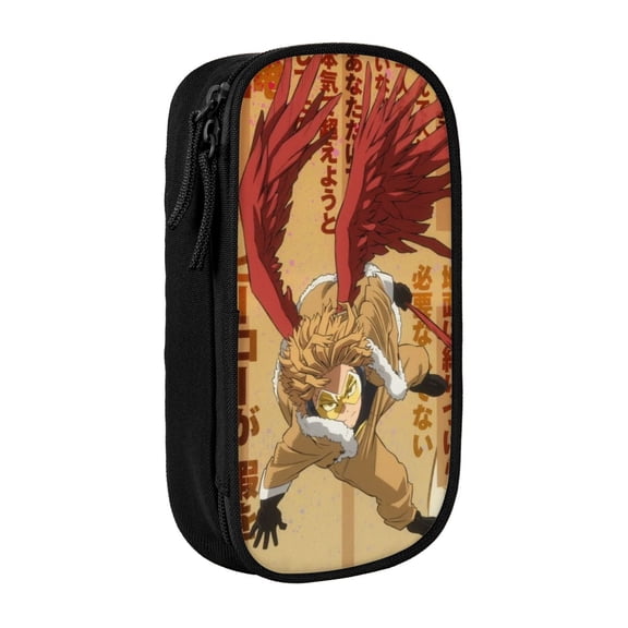 My Hero Academia Hawks Pencil Case, Multipurpose Pencase ,Large Capacity Durable Pencil Pouch Storage Pen Bag Organizer Stationery
