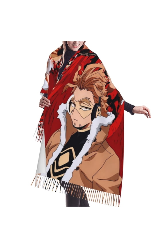 My Hero Academia Hawks Shawl Wrap for Womens Winter Warm Long Soft Scarf Pashmina Shawl Scarves