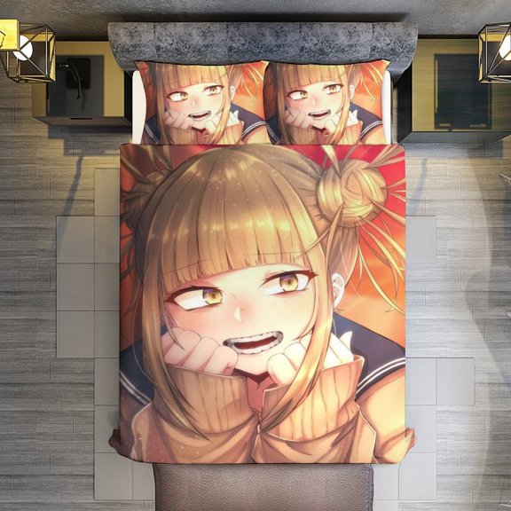 My Hero Academia Himiko Toga 3-Piece Bedding Comforter Set Bed Cover Set Soft Warm Bedding for Bedroom, Home, Hotel 86"x70"
