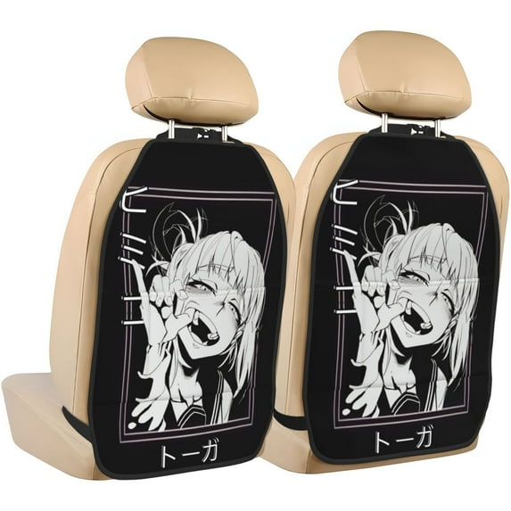 My Hero Academia Himiko Toga Car Seat Back Protector 2 Pcs Anti-Kick Storage Mat For Car Seats Auto Seat Back Covers