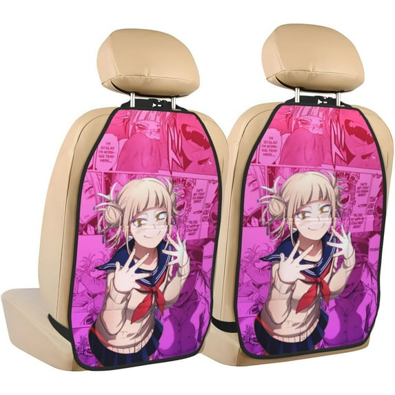 My Hero Academia Himiko Toga Car Seat Back Protector 2 Pcs Anti-Kick Storage Mat For Car Seats Auto Seat Back Covers