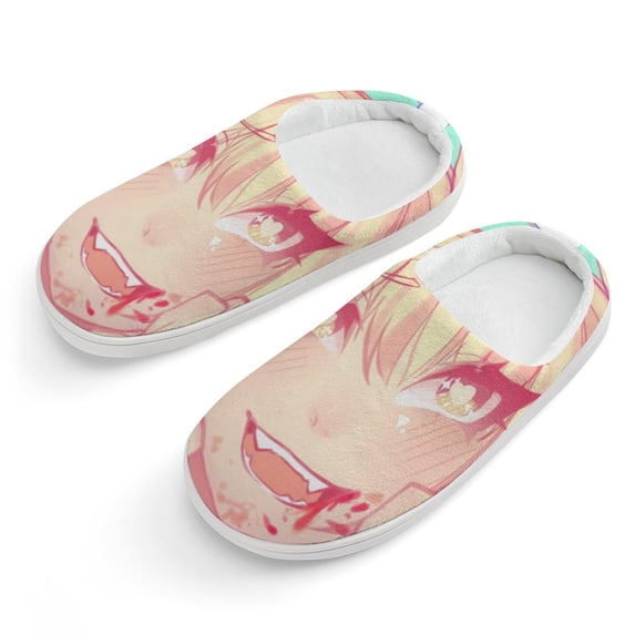 My Hero Academia Himiko Toga Girl Kid's Cotton Slippers Winter Warm Soft Plush Slippers with Rubber Sole Non-Slip Indoor Outdoor Slip on Shoes Fluffy House Slippers For Boys Girls Teen
