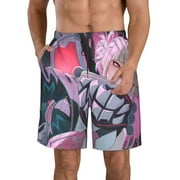 My Hero Academia Himiko Toga Men's Beach Shorts Swim Trunks Casual Quick Dry Board Shorts Swimwear with Mesh Lined and Pockets