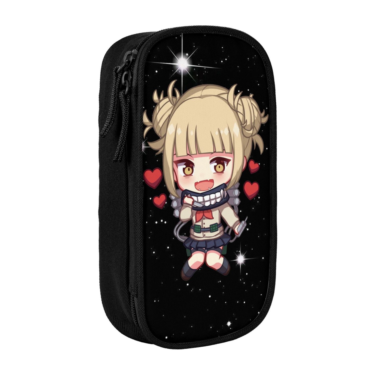 My Hero Academia Himiko Toga Pencil Case Large Capacity Pencil Pouch Pen Bag Office Stationery Organizer Travel Makeup Bag Black