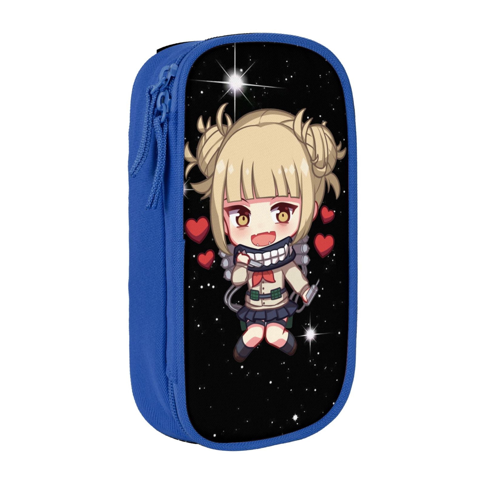 My Hero Academia Himiko Toga Pencil Case Large Capacity Pencil Pouch Pen Bag Office Stationery Organizer Travel Makeup Bag Blue