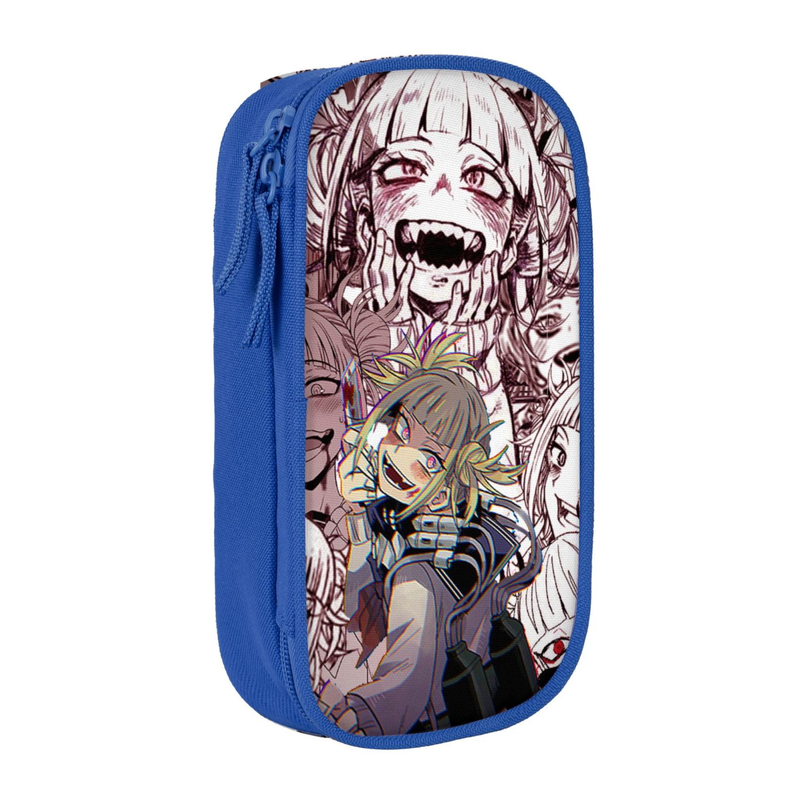 My Hero Academia Himiko Toga Pencil Case Large Capacity Pencil Pouch Pen Bag Office Stationery Organizer Travel Makeup Bag Blue