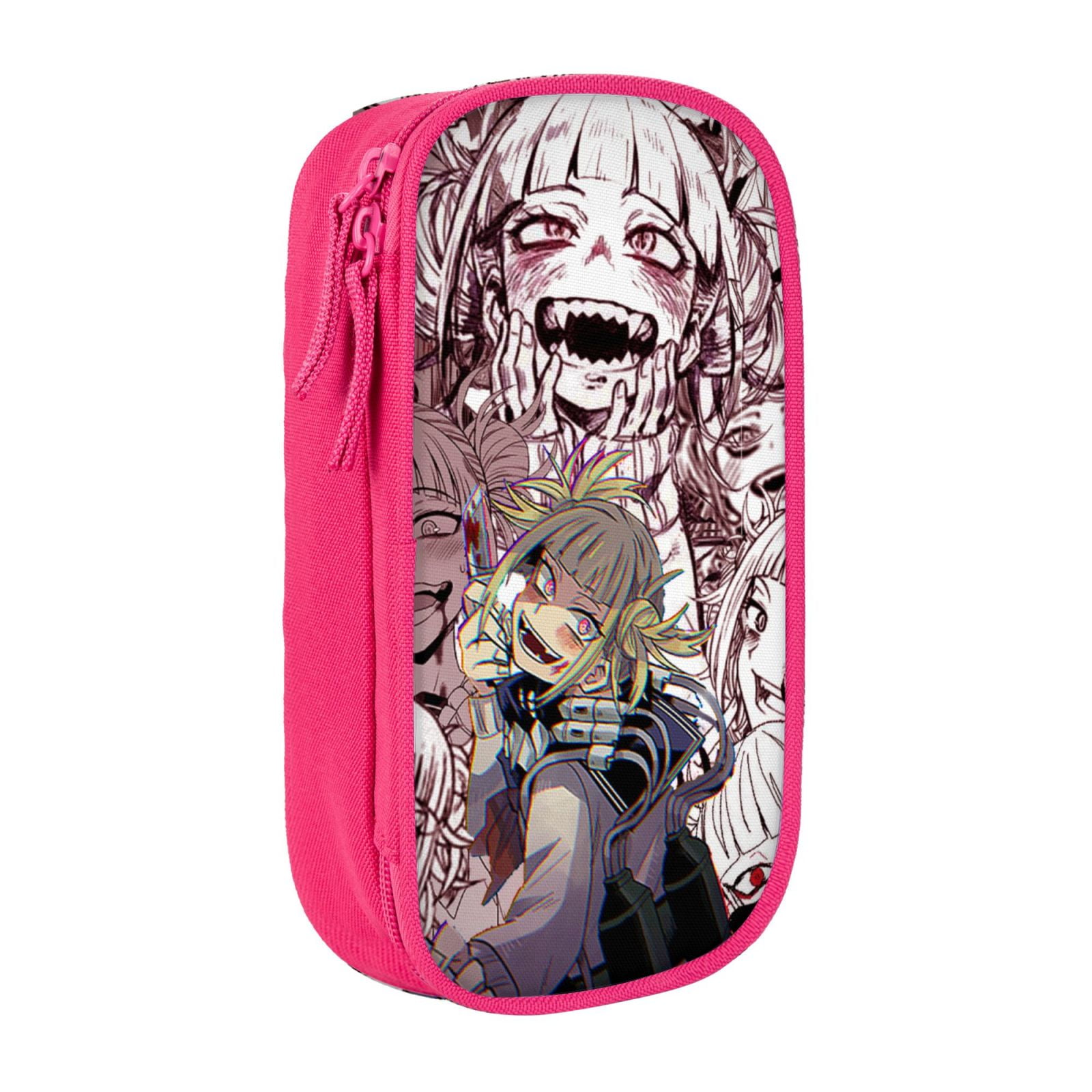My Hero Academia Himiko Toga Pencil Case Large Capacity Pencil Pouch Pen Bag Office Stationery Organizer Travel Makeup Bag Pink