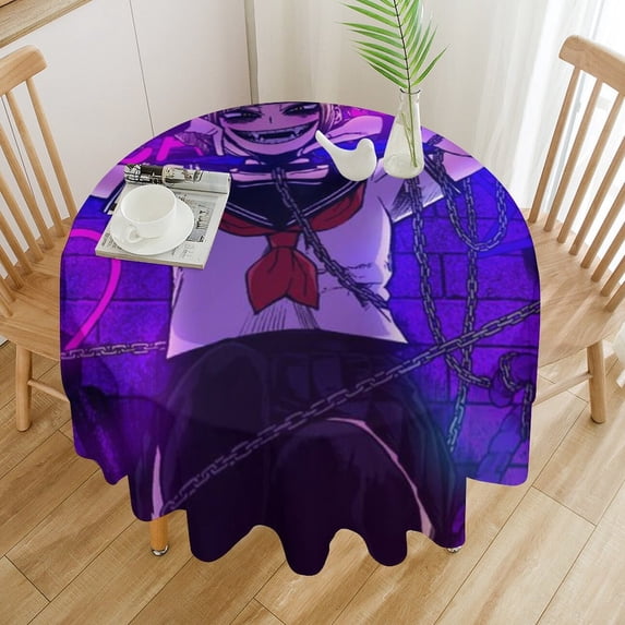 My Hero Academia Himiko Toga Round Tablecloth Print Decorative Table Cover Washable Table Cloths for Dining Party Picnic 70x70in