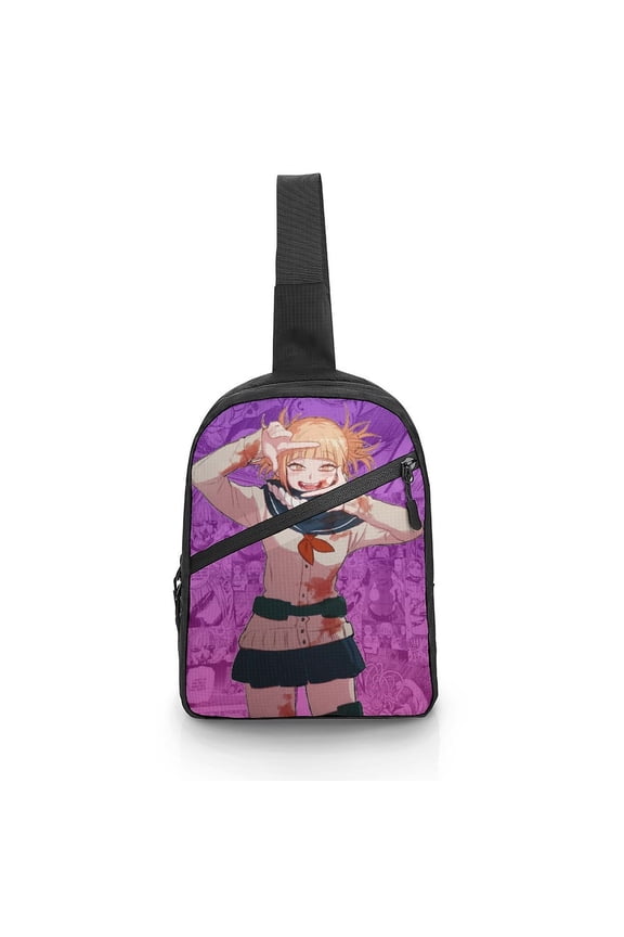 My Hero Academia Himiko Toga Sling Bag Foldable Crossbody Bag Unisex Versatile Shoulder Bag Chest Pack Zipper for Gym Travel