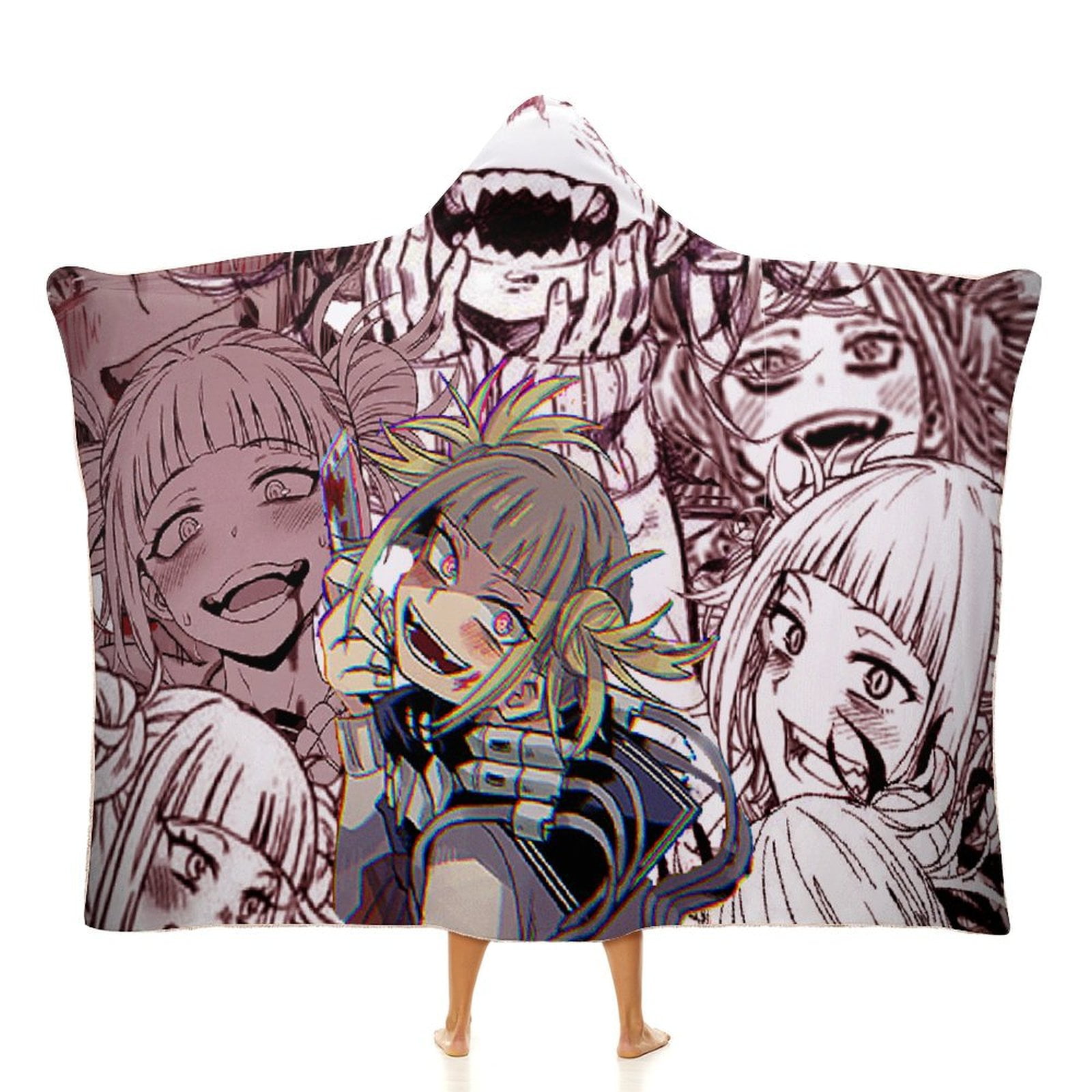 My Hero Academia Himiko Toga Wearable Blanket Cloak Arctic Velvet Hooded Blanket Soft Fuzzy Hoodie Blanket Cape for Adults Kids 50"x60"