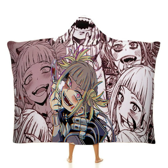 My Hero Academia Himiko Toga Wearable Blanket Cloak Arctic Velvet Hooded Blanket Soft Fuzzy Hoodie Blanket Cape for Adults Kids 60"x80"