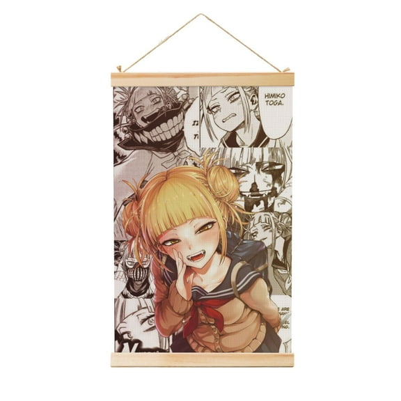 My Hero Academia Himiko Toga Wooden Shaft Hanging Poster Home Decor Poster Wall Art Painting For Living Room Bedroom 20"X30"