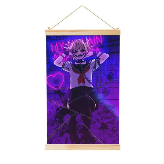 My Hero Academia Himiko Toga Wooden Shaft Hanging Poster Home Decor Poster Wall Art Painting For Living Room Bedroom 20"X30"