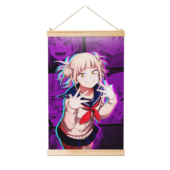 My Hero Academia Himiko Toga Wooden Shaft Hanging Poster Home Decor Poster Wall Art Painting For Living Room Bedroom 36"X24"