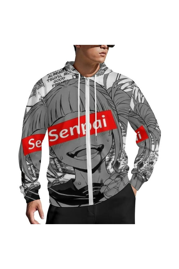 My Hero Academia Himiko Toga Zip Up Hoodies Unisex Realistic 3D Print Sweatshirt Long Sleeve Hooded Jacket Coat S