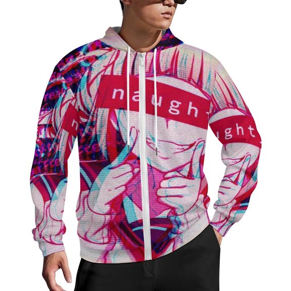 My Hero Academia Himiko Toga Zip Up Hoodies Unisex Realistic 3D Print Sweatshirt Long Sleeve Hooded Jacket Coat XL