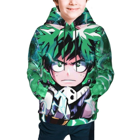 My Hero Academia Hoodie 3D Print Pullover Hooded Long Sleeve Sweatshirts Tops Blouse with Pocket for Boys Girls Small