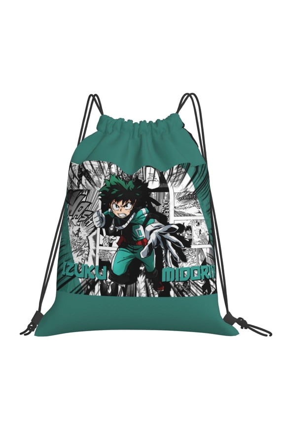 My Hero Academia Izuku Midoriya Drawstring Backpack Sport Gym Bag For Yoga Swimming Gymsack Sport Strap Pack Bag