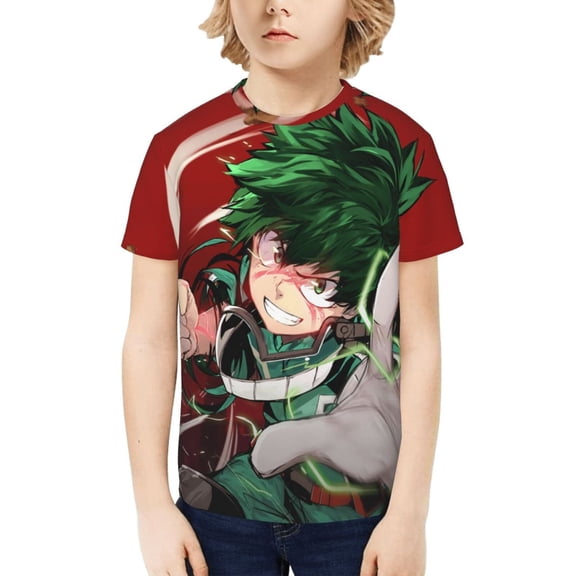 My Hero Academia Izuku Midoriya Kids T-Shirt 3d Printed Graphic T-Shirts Boys And Girls Short Sleeve Shirts For Youth Kids Medium
