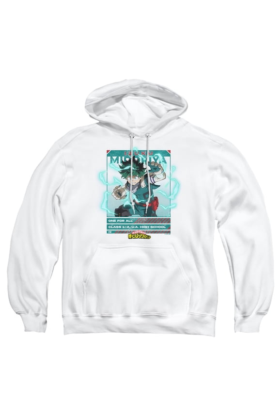Izuku Midoriya One For All Adult Pull-Over Hoodie, White, 2X-Large