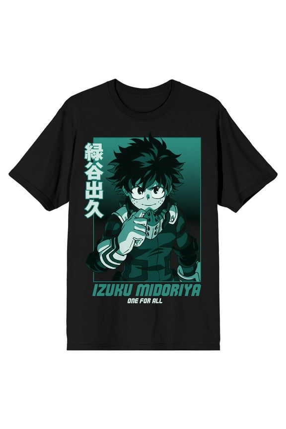 My Hero Academia Izuku Midoriya One For All Men's Black T-shirt-Small