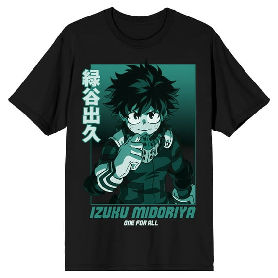 My Hero Academia Izuku Midoriya One For All Men's Black T-shirt-XXL