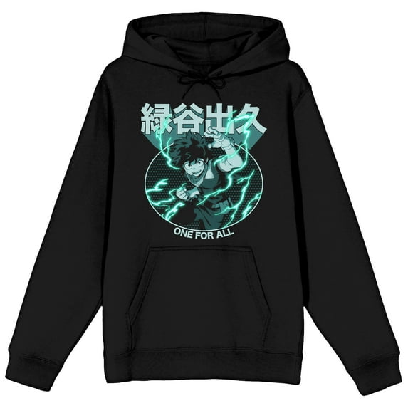 My Hero Academia Izuku Midoriya One for All Quirk Men's Black Hoodie-4XL
