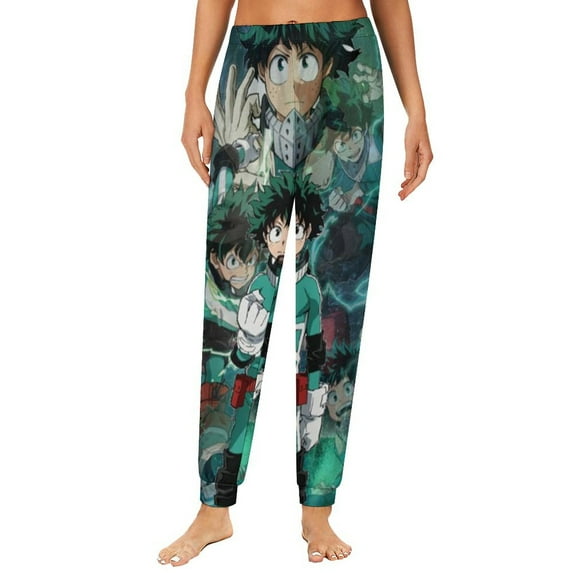 My Hero Academia Izuku Midoriya Pajama Bottoms for Women Novelty Lounge Daily Cozy Soft Sleep Pajamas Pants Long Sleepwear