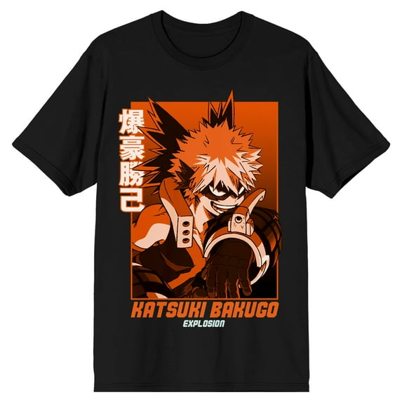 My Hero Academia Katsuki Bakugo Explosion Men's black T-shirt-3XL
