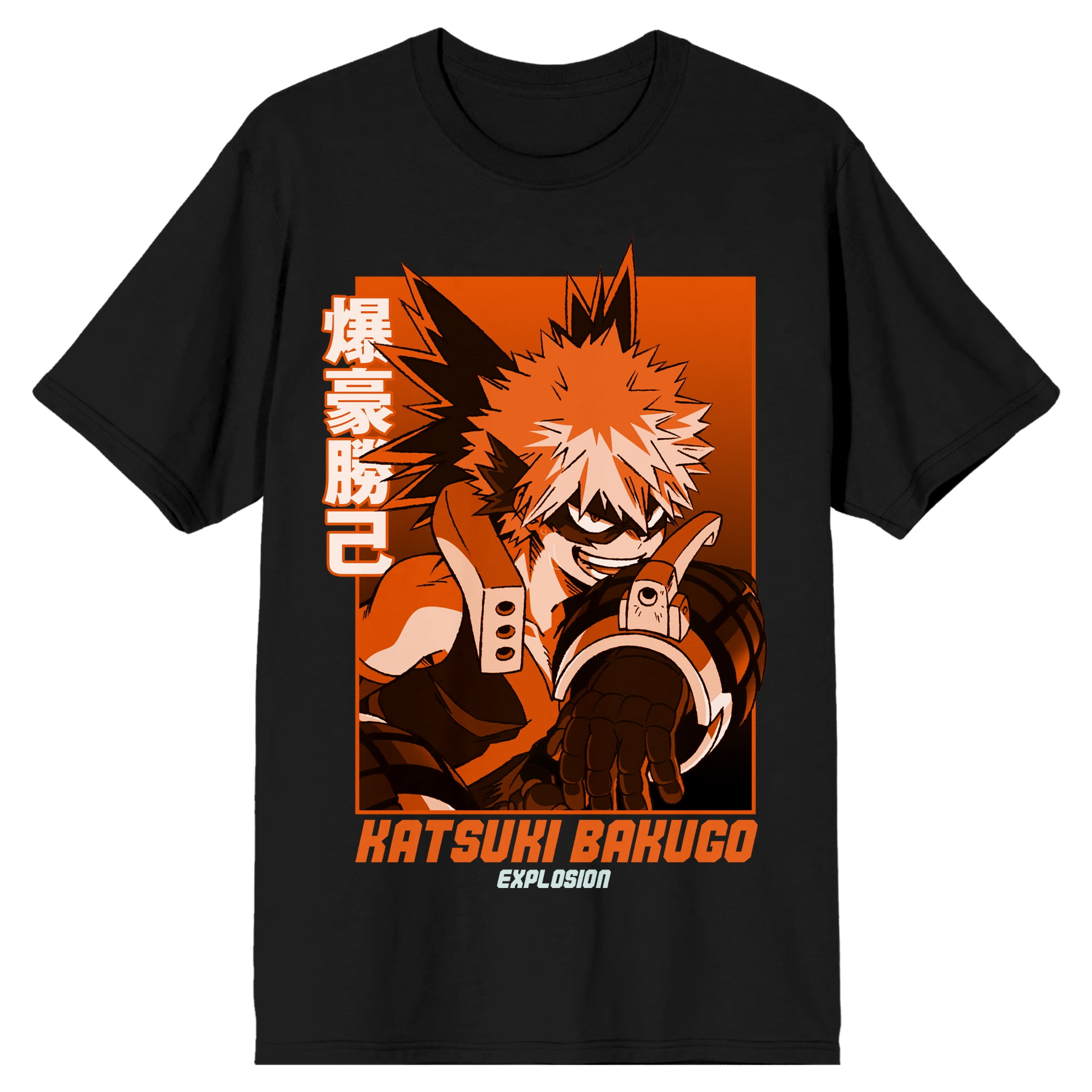 Aooo Game shirt bakubaku ユニフォーム XLサイズ My Hero Academia Katsuki Bakugo Explosion Men's black T-shirt-XL